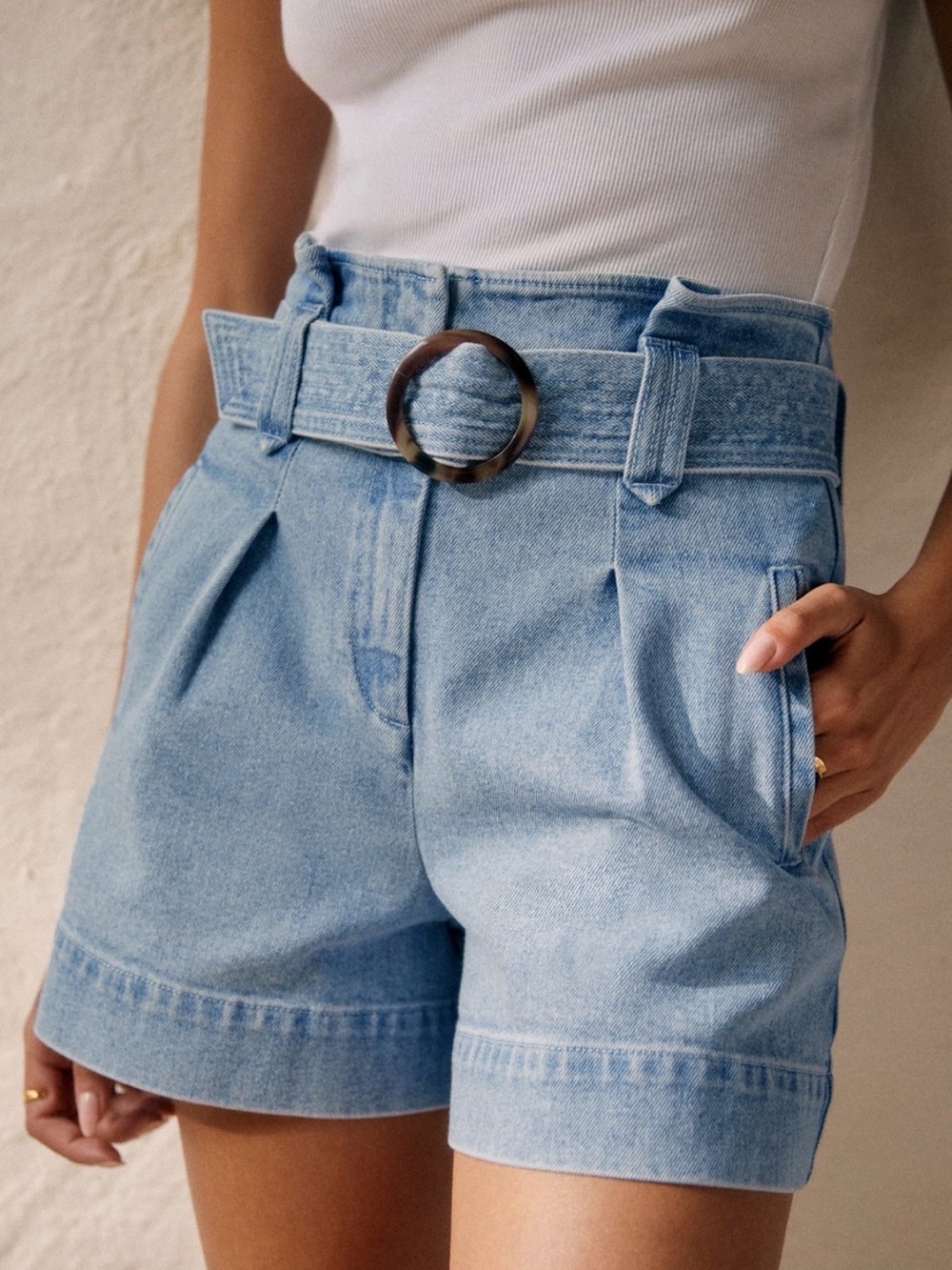 Sezane Rome Shorts Snow Blue - Size 6